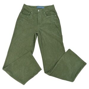 Indigo Rising Green Corduroy Bootcut Pants Juniors Size 1/25 High Rise Flare EUC